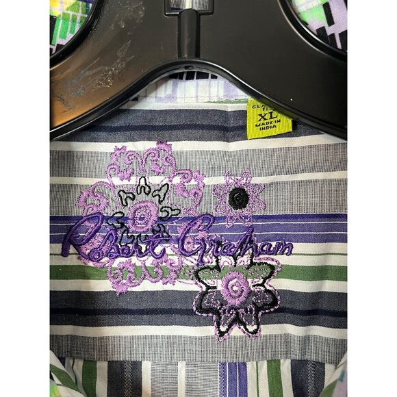 Robert Graham Mens Multicolor Striped Long Sleeve Shirt Size XL - Picture 3 of 5